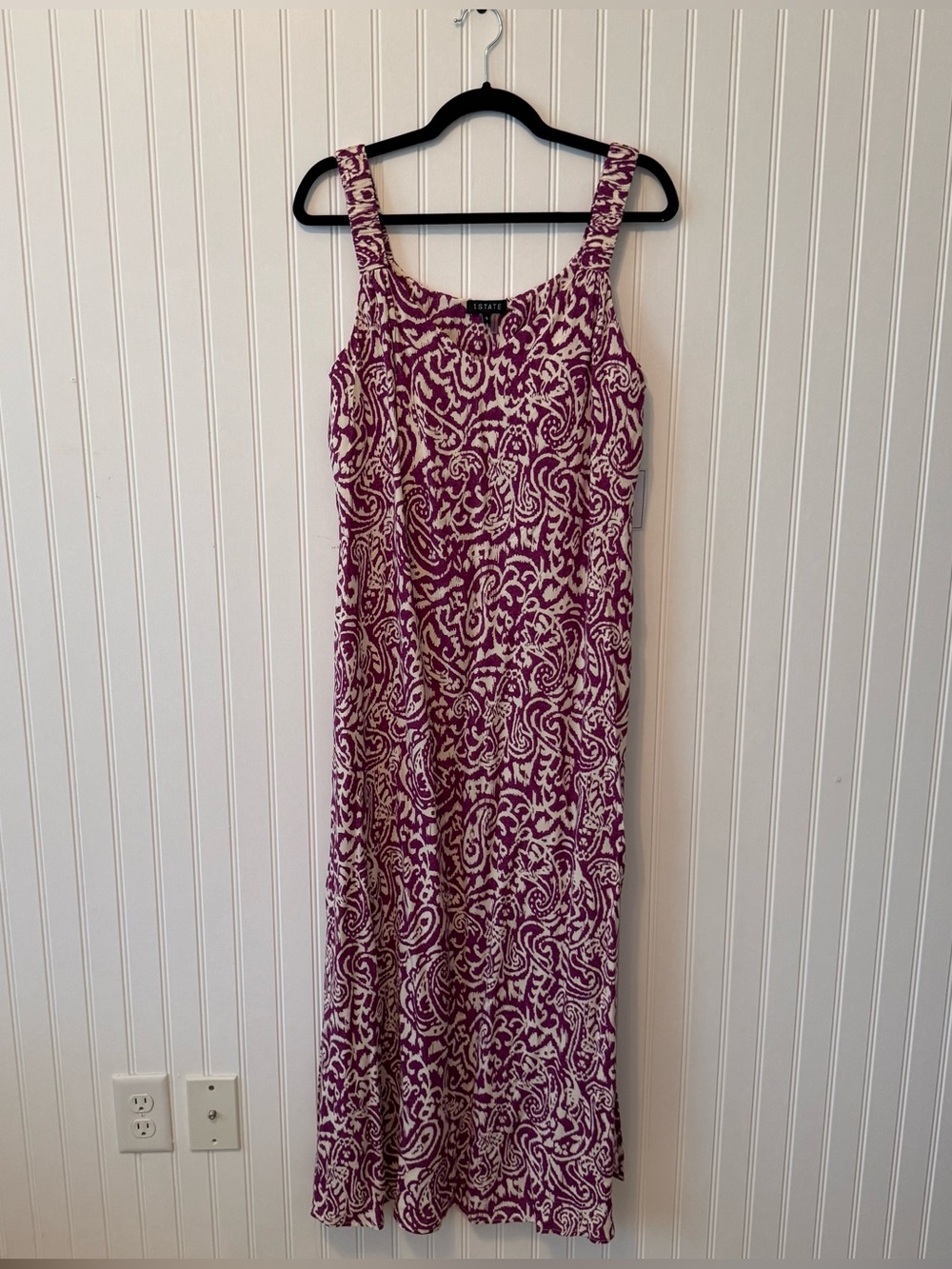 1.STATE NWT Purple White Abstract Print Sleeveless Maxi Sundress Size Small
